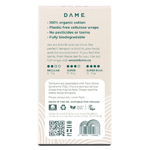 DAME Organic Cotton Tampons Super Plus thumbnail 4