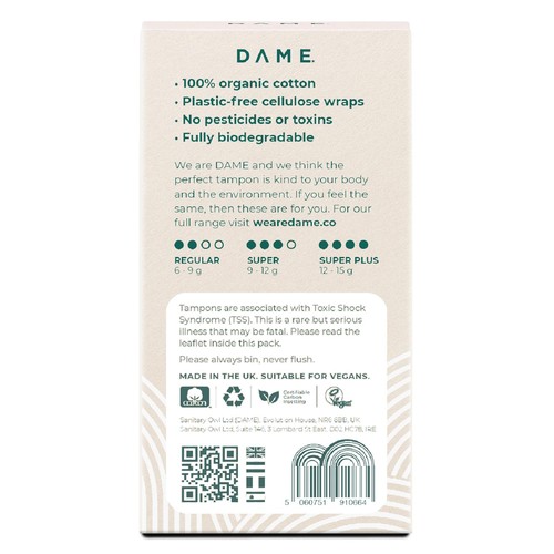 DAME Organic Cotton Tampons Regular  thumbnail 4