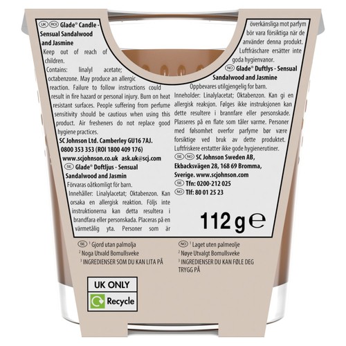 Glade Small Scented Candle, Sandalwood & Jasmine thumbnail 3