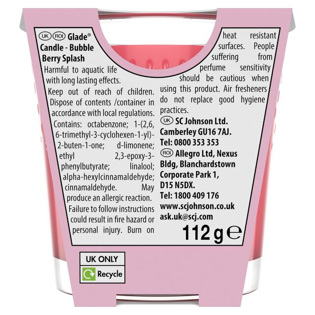 Glade Small Scented Candle, Bubbly Berry Splash thumbnail 3