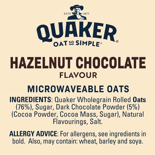 Quaker Oat So Simple Hazelnut Chocolate Porridge Cereal Sachets thumbnail 3