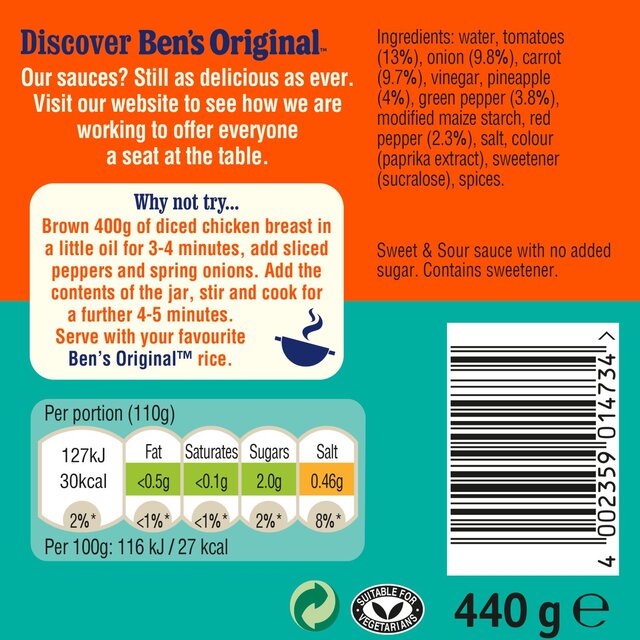 Ben's Original Sweet & Sour No Added Sugar Sauce thumbnail 2