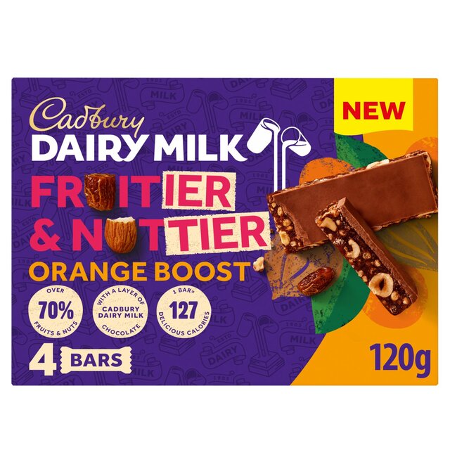 Cadbury Dairy Milk Fruitier and Nuttier Orange Boost 4 Pack thumbnail 2