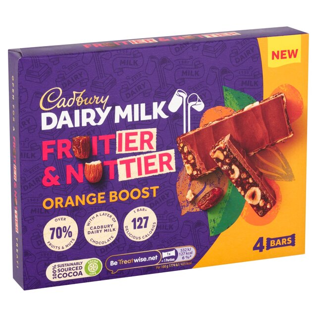 Cadbury Dairy Milk Fruitier and Nuttier Orange Boost 4 Pack thumbnail 3