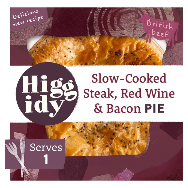 Higgidy Slow-Cooked Steak, Red Wine & Bacon Pie