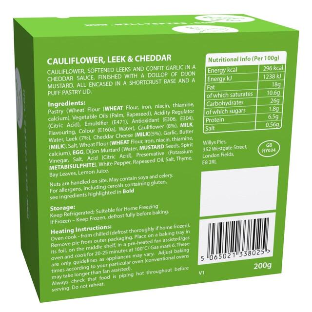 Willy's Pies Cauliflower, Leek & Cheddar Pie thumbnail 5