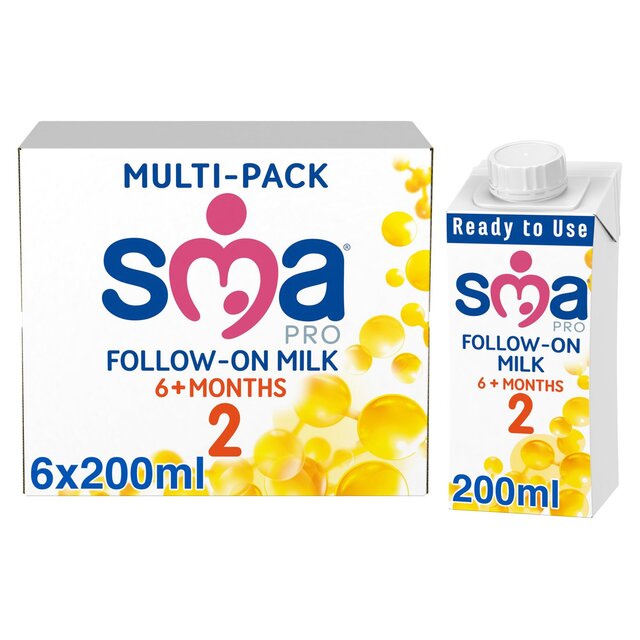 SMA PRO Follow-On Baby Milk 6 Month+ Ready-To-Use Formula Milk 6 Pack