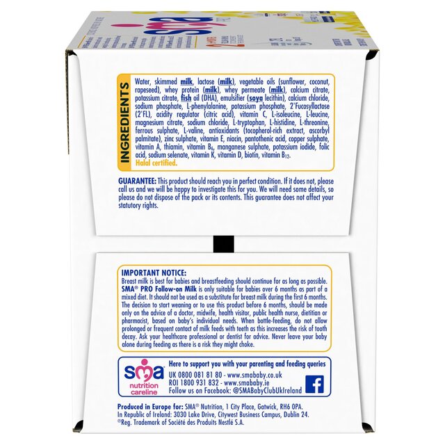 SMA PRO Follow-On Baby Milk 6 Month+ Ready-To-Use Formula Milk 6 Pack thumbnail 4