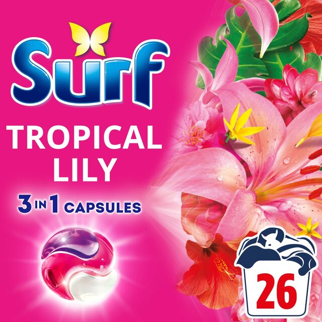 Surf Tropical Lily 3 in 1  Laundry Washing Detergent Capsules 26 Washes