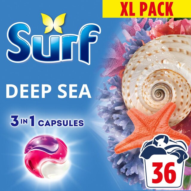 Surf Deep Sea 3 in 1  Laundry Washing Detergent Capsules 36 Washes