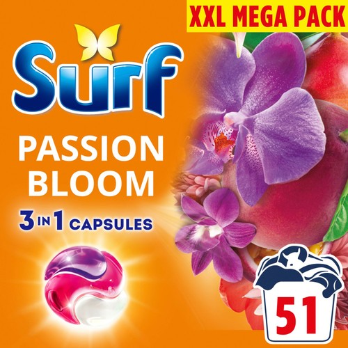 Surf Passion Bloom 3 in 1  Laundry Washing Detergent Capsules 51 Washes