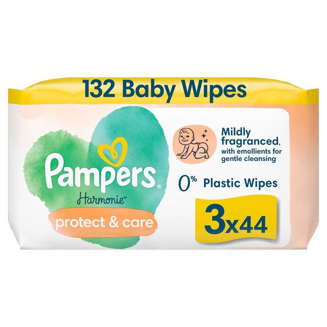 Pampers Harmonie Protect & Care Baby Wipes Plastic Free 3 Packs