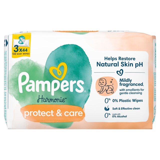 Pampers Harmonie Protect & Care Baby Wipes Plastic Free 3 Packs thumbnail 6