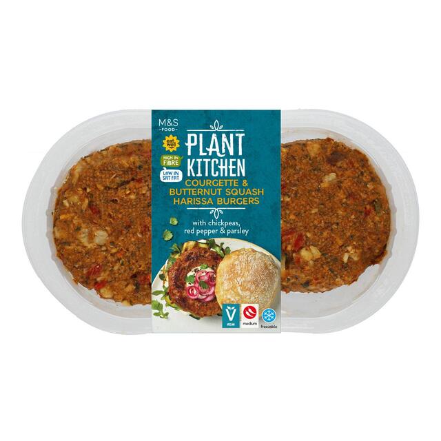 M&S Plant Kitchen 2 Courgette & Butternut Squash Harissa Burgers