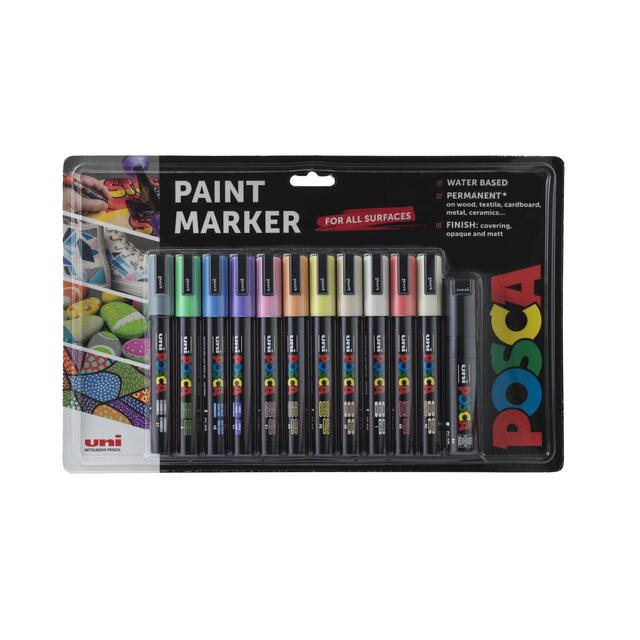 Posca 12pc Assorted Paint Marker Pale Colours Set