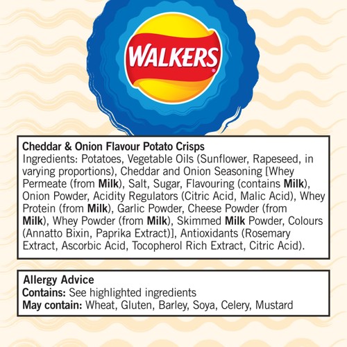 Walkers Crinkles Cheddar Cheese & Onion Multipack Crisps 5x23g thumbnail 8