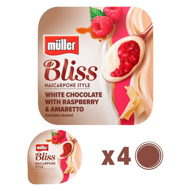 Muller Bliss Mascarpone, White Choc, Raspberry & Amaretto Yogurt