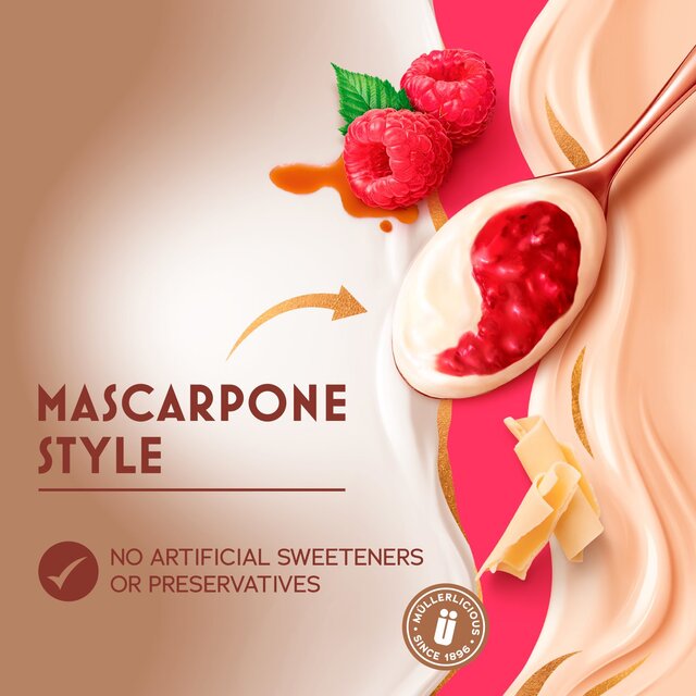 Muller Bliss Mascarpone, White Choc, Raspberry & Amaretto Yogurt thumbnail 3