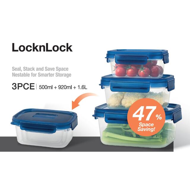 LocknLock NestnLock Blue Container Set, 3pc thumbnail 4