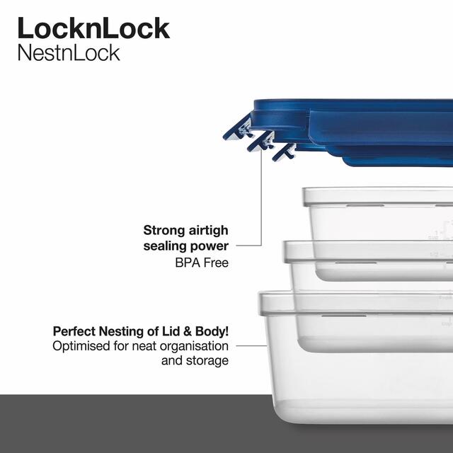 LocknLock NestnLock Blue Container Set, 3pc thumbnail 6
