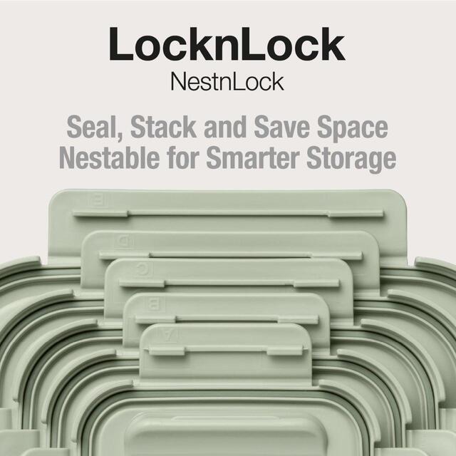 LocknLock NestnLock Sage Green Container Set, 3pc thumbnail 5