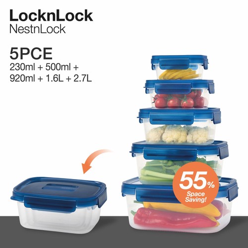 LocknLock NestnLock Blue Container Set, 5pc thumbnail 5
