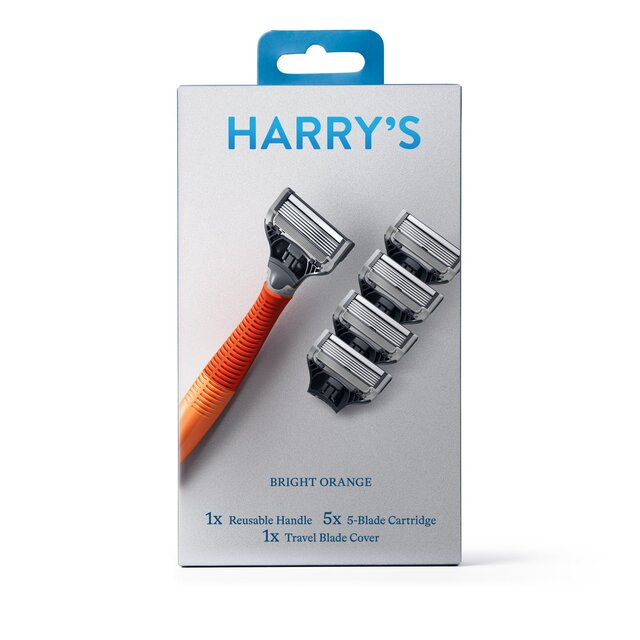 Harry's Men's Razor & 5 Blades Bright Orange - Image 1