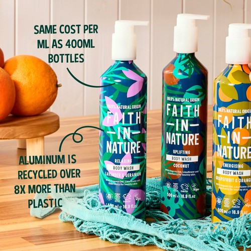 Faith In Nature Lavender & Geranium Body Wash 500ml in Aluminium Bottle thumbnail 3