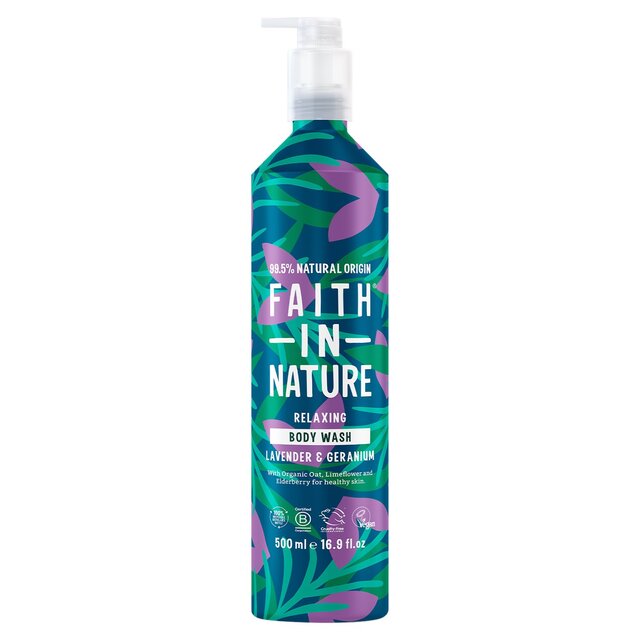 Faith In Nature Lavender & Geranium Body Wash 500ml in Aluminium Bottle