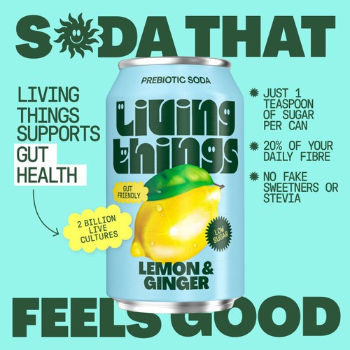 Living Things Lemon & Ginger Biotic Soda thumbnail 4