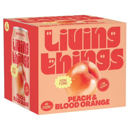 Living Things Peach & Blood Orange Prebiotic Soda