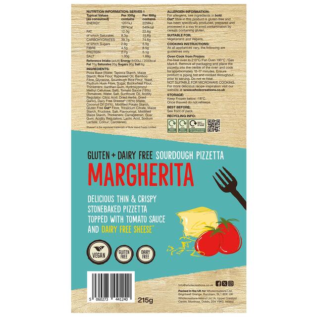 Wholecreations Dairy & Gluten Free Margherita Pizzetta thumbnail 2