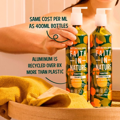 Faith In Nature Grapefruit & Orange Shampoo 500ml in Aluminium Bottle thumbnail 3