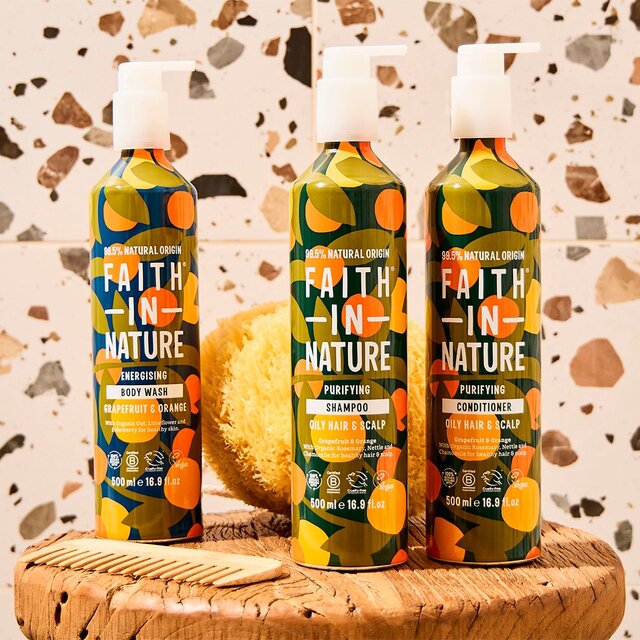 Faith In Nature Grapefruit & Orange Shampoo 500ml in Aluminium Bottle thumbnail 3