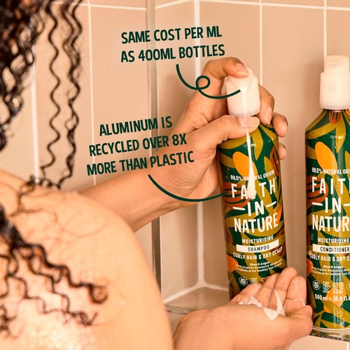 Faith In Nature Shea & Argan Shampoo 500ml in Aluminium Bottle thumbnail 3