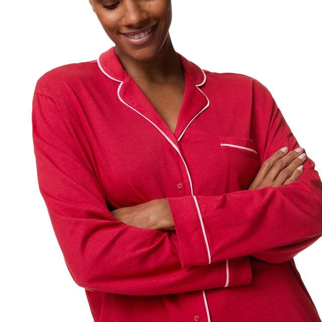 M&S Womens Cool Comfort Pyjama Set, S-XL, Redcurrant thumbnail 2