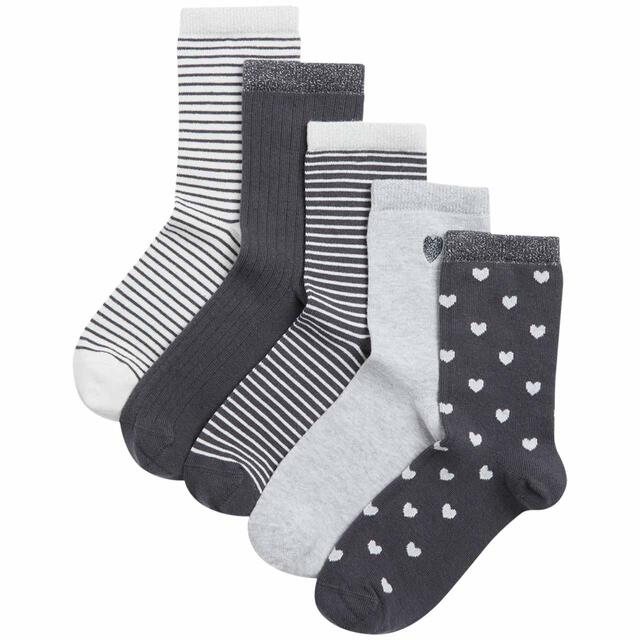 M&S Cotton Rich Patterned Socks, Size 6 small - 7 large, Monochrome
