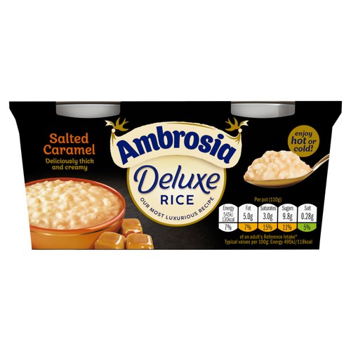 Ambrosia Deluxe Rice Pudding Salted Caramel Dessert Snack Pots thumbnail 5