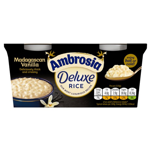Ambrosia Deluxe Rice Pudding Madagascan Vanilla Dessert Snack Pots thumbnail 4
