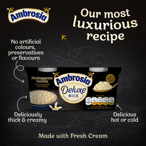 Ambrosia Deluxe Rice Pudding Madagascan Vanilla Dessert Snack Pots thumbnail 6