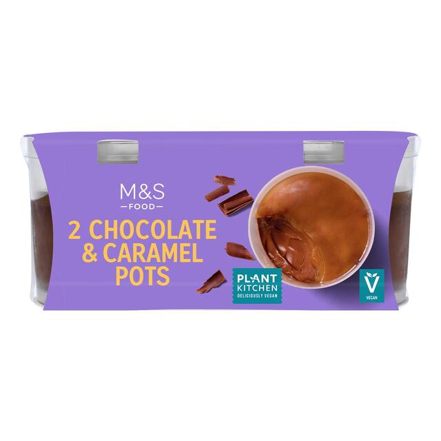 M&S Vegan 2 Chocolate & Caramel Pots