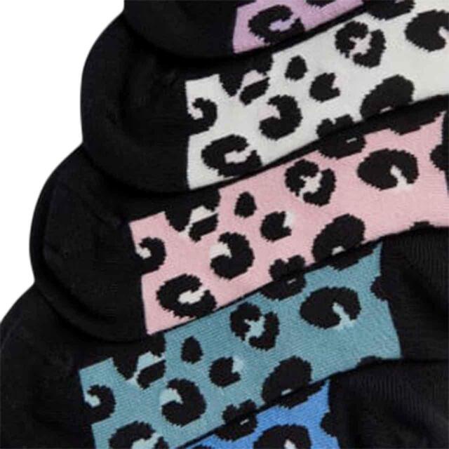 M&S Kids Leopard Socks, 5 Pack, 6 Small-7 Large, Black thumbnail 2