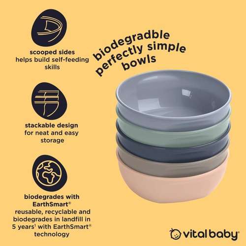 Vital Baby Nourish Perfectly Simple Bowls 5pk - natural thumbnail 3
