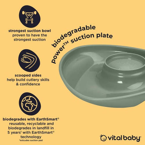 Vital Baby Nourish Power Suction Plate - natural moss thumbnail 3