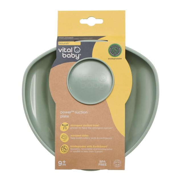 Vital Baby Nourish Power Suction Plate - natural moss