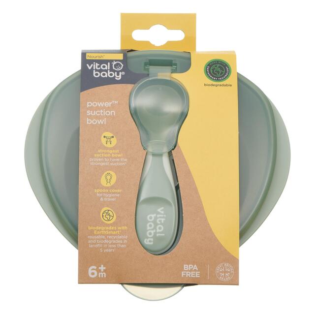 Vital Baby Nourish Power Suction Bowl - natural moss