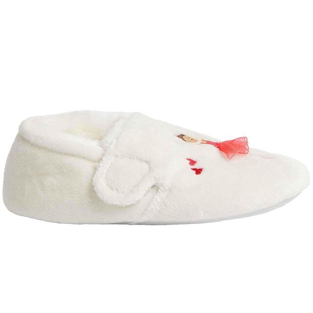 M&S Ballerina Riptape Slippers, Size 6-12, Ivory