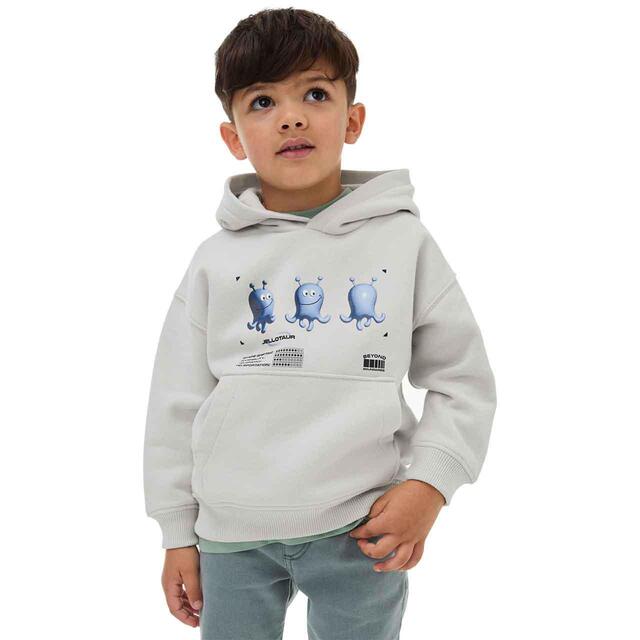 M&S Digital Jelly Hoodie, 2-7 Years, Light Grey thumbnail 2