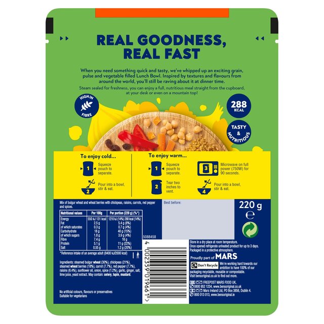 Ben's Original Lunch Bowl Ready Meal Moroccan Style Chickpeas & Raisins thumbnail 3