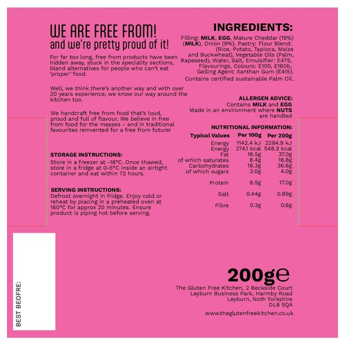 Gluten Free Kitchen Cheddar  Cheese & Onion Tart thumbnail 2